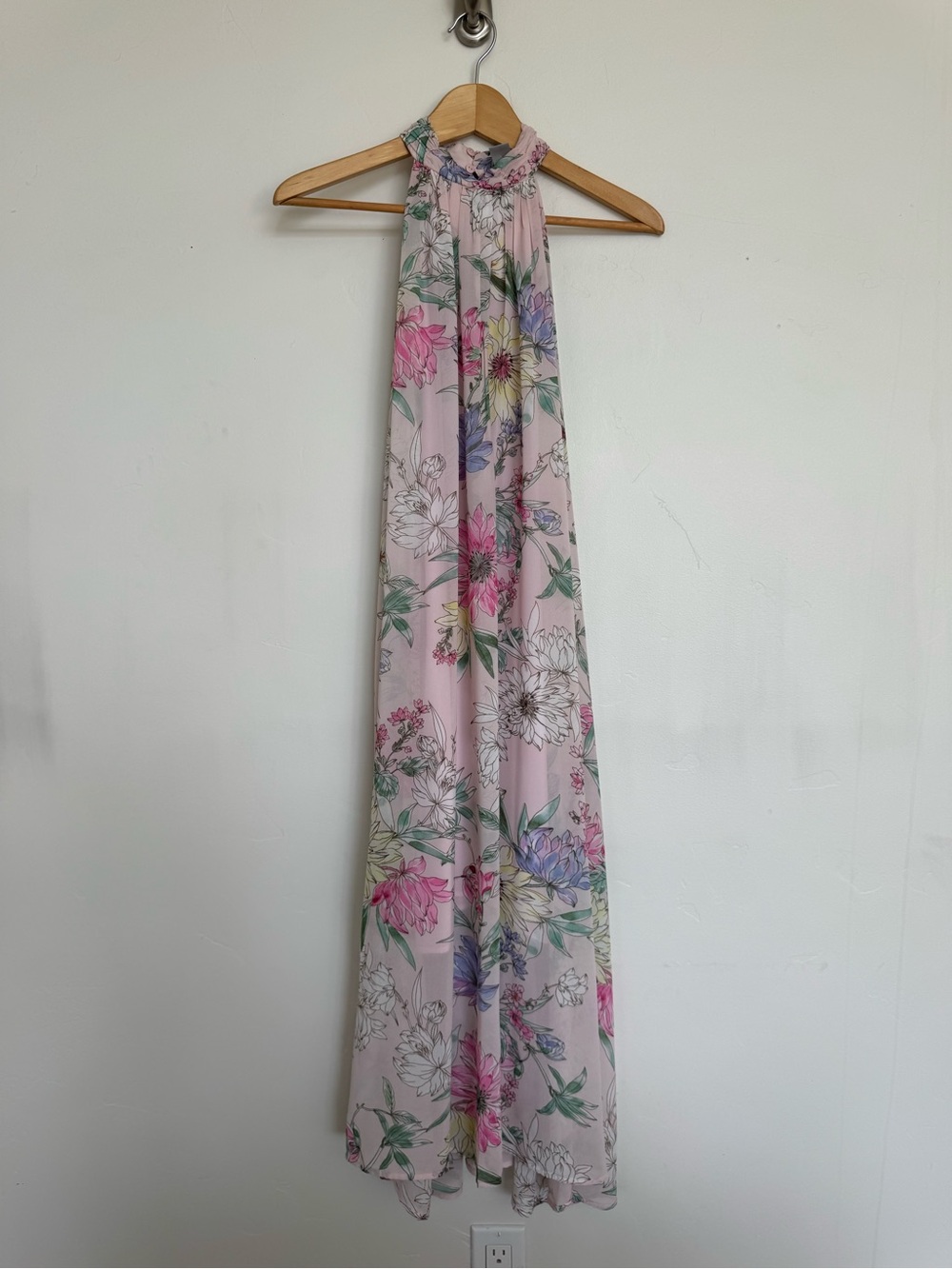 H&M Blush Floral Halter Midi Dress